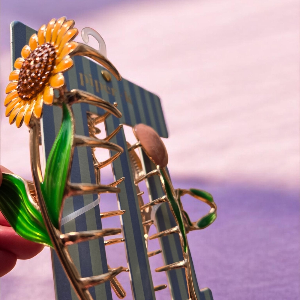 NEW Piper K Sunflower & Tulip 2-Pack Metal Hair Claw Clip Hair Accessory 5" NWT - Picture 4 of 4
